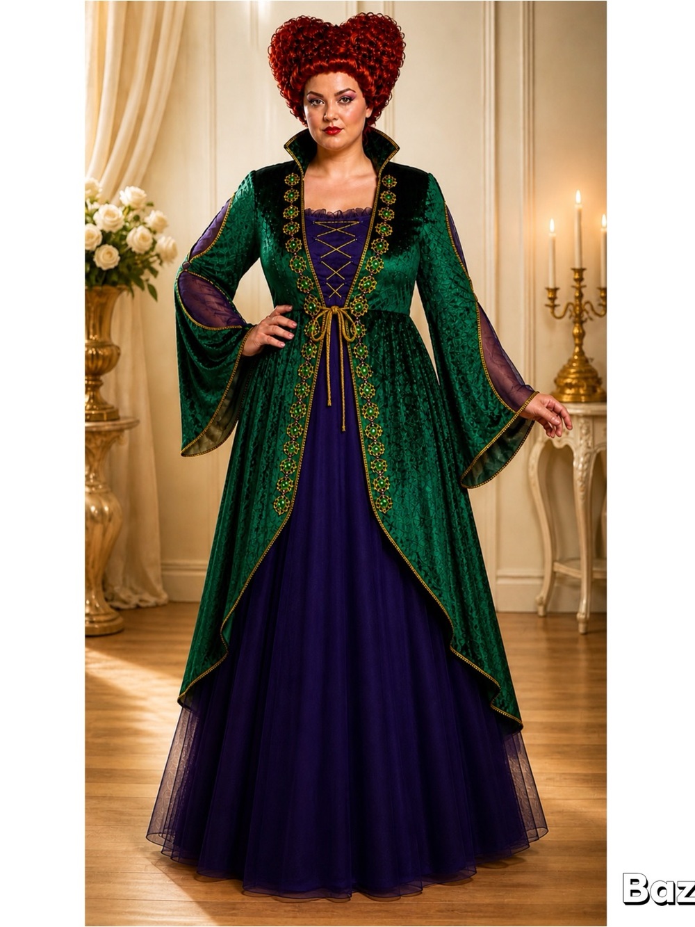 Sz XL Hocus Pocus Winifred Sanderson Costume  Dress W/ Wig Cosplay Renaissance